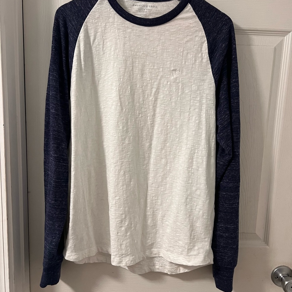American Eagle Outfitters Super Soft Shirt - Navy and White